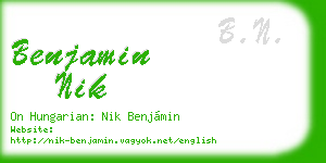 benjamin nik business card